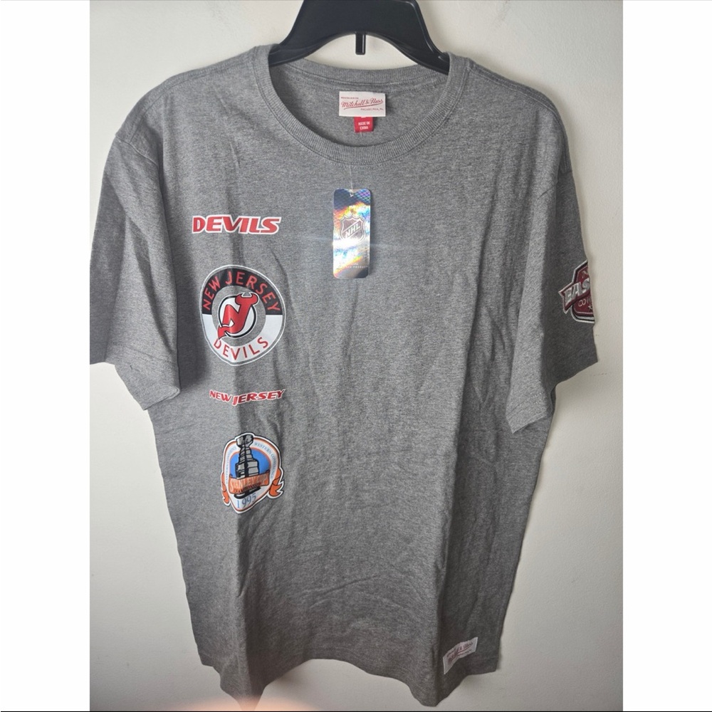New Jersey Devils Mens Mitchell & Ness Gray City Collection T-Shirt Large